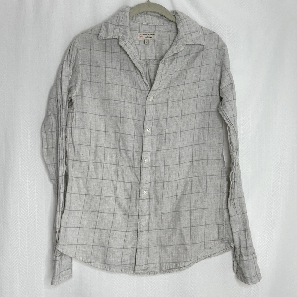 American Colors gray flannel shirt button up long sleeve size small